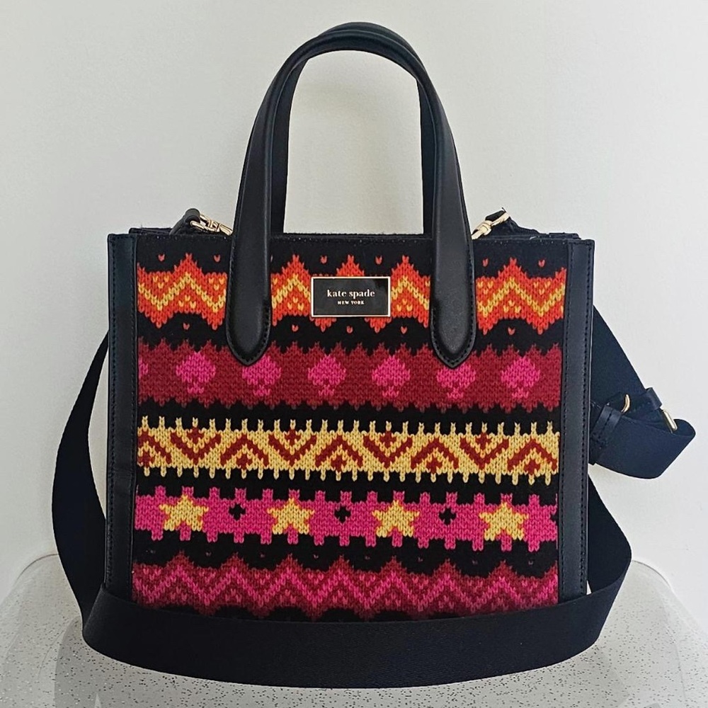 Kate Spade Black and Pink Patterned Tote
